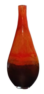 Art Glass Vase Orange Brown Table Centerpiece MCM Style Large Hearth Decor  • £20.96