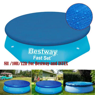 Bestway Steel Pro Frame Pool Cover 8ft 10ft 12ft ROUND SWIMMING PADDLING Pools • £10.95