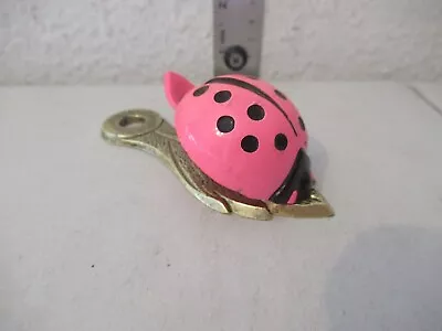 Vintage Allied Brass Ladybug Mail/Memo Holder Pink Nice • $15