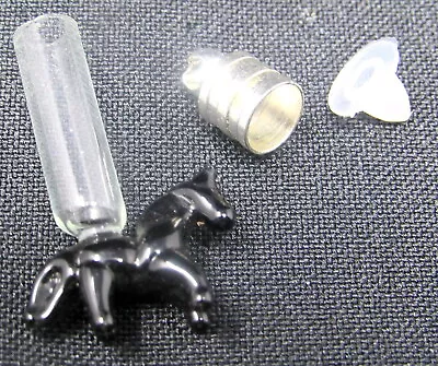 Black Horse Glass Vial 1  Bottle Charm Cremation Ashes Pendant Rice US Seller • $8.99