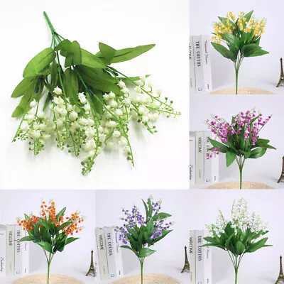 Branch 7 Artificial Lily Of The Valley Fake Flower Bouquet Wedding Home Decor • £6.24