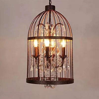Industrial Vintage Lighting Crystal Ceiling Chandelier Birdcage Chandelier • $125.59