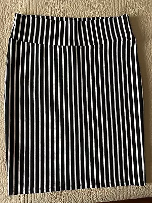 LuLaRoe Cassie Skirt Black White Vertical Stripe  • $35