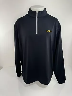 LSU TIGERS / PETER MILLAR Embroidered Mens XL Golf Pullover Sweater Jacket - EXC • $84.11