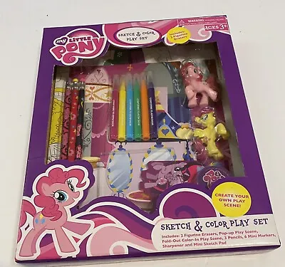 My Little Pony Sketch & Color Play Set With 2 Figurine Erasers • $18.95