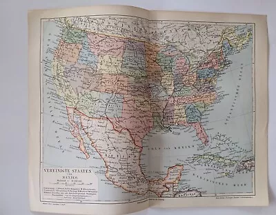 1897 Map Of United States & Mexico  Original Antique Print  • $1.99