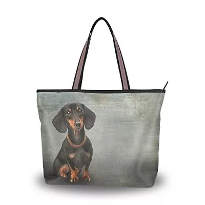 Tote Top Handle Shoulder Bag Funny Dog Breed Dachshund Handbag 15.7x11.4x3.5in B • $39.22