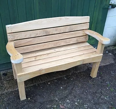 Hardwood Green Oak Garden Bench Seat Memorial Hand Made • £440