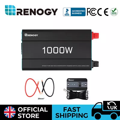 Renogy 1000W Pure Sine Wave Power Inverter With UPS Function 12V DC 230V 50HZ • £139.99