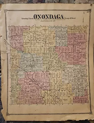 1874 ONONDAGA Township Ingham County Michigan Plat Map 15.5  By 13  • $27.50