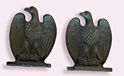 Eagle Bookends / Doorstops Mid-Century Black Cast Iron  (over 6 Lbs) Vintage • $38.50