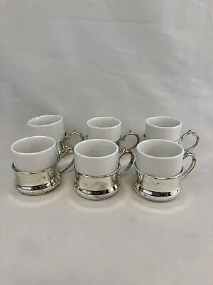 Vintage Italian Tognana Espresso Porcelain Cup W Silver Plated Base Lot Of 6 • $62