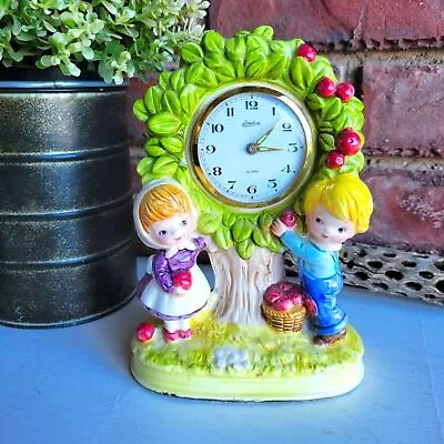 Vintage Linden Kids Picking An Apple Tree Wind Up Alarm Clock • $85