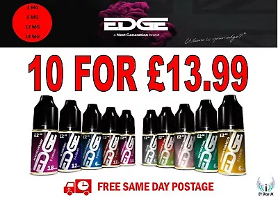 Edge E Liquid 10 X 10ml 50VG/50PG Vape Liquid EJuice Flavours MULTI BUY FREEPOST • £13.99