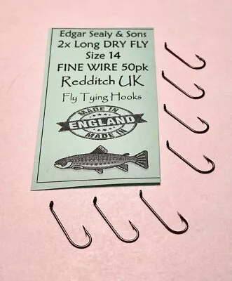 50) #14 Vintage Edgar Sealey Long Shank Dry Fly Hooks • $2.75