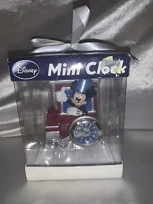 DISNEY MINI CLOCK Mickey Mouse On Train Hand Painted Resin 2009 Vintage • $18.99