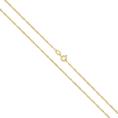 9ct Gold 1mm Singapore Chain Necklace Hallmarked • £106.40