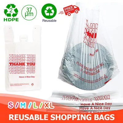 Reusable Recyclable Singlet Shopping Bag Heavy Duty Grocery White Grocery Bag • $31.49