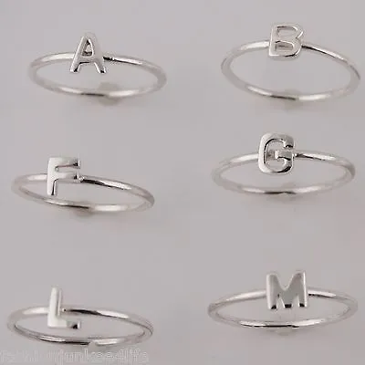 Stacking Letter Initial Ring A-Z - 925 Sterling Silver - Word Alphabet • $10