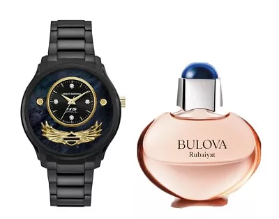 Bulova Women's Harley-Davidson Limited Edition Perfume Watch Set 38mm 78P101 • $118.99