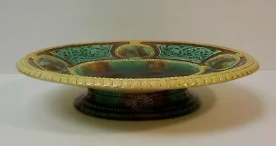  19th C. English Majolica Relief Molded 12.25  Low Compote C. 1860-1880 • $499.99