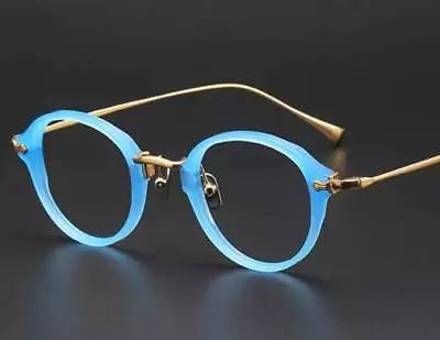 Blue Gold P3 Panto Eyeglasses Frames Titanium Round Glasses • $134