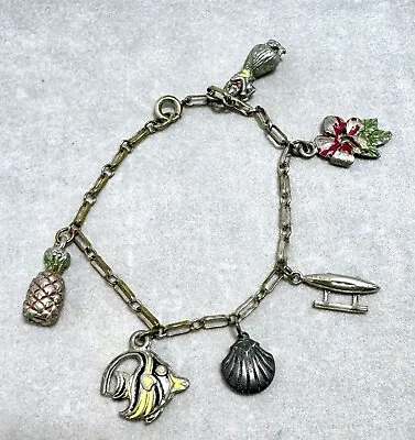 Vintage Antique Assorted Hawaiian Charm Bracelet Chain Link Island Style Rare • $15.50