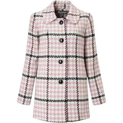 Miss Selfridge Check Button Coat Pink Size 12 • £25