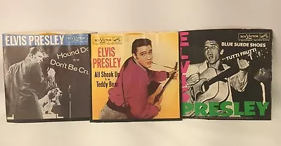 Elvis Presley Vintage Vinyl 45's Lot Of 3 With SleevesHound Dog Don't Be... • $24.69