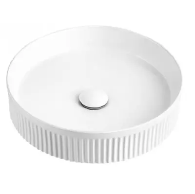 Modern Fluted Circle Basin Gloss White Bathroom Sink • $175