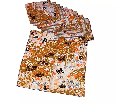 Vintage Vera Neumann Fall Floral 15  Square Cloth Napkins Lot Of 10 • $34.75