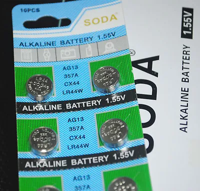40xAlkaline Battery 1.55V Soda AG13 357A CX44 LR44W Free Shipping Uk Seller New • £3.97