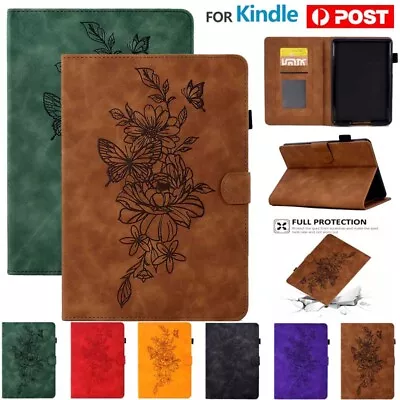 For Kindle Paperwhite 1 2 3 4 5/6/7/10/11th Gen Leather Smart Case Flower Cover • $10.99