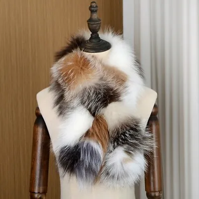 35.4  Women Real Fox Fur Scarf Neck Warm Collar Shawl Scarves Stole Neckerchief • $39.99