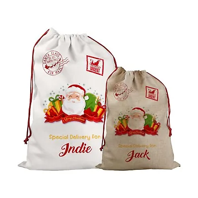 Personalised Santa Sack Father Christmas Bag Present Xmas Stocking Gift  • £13.99
