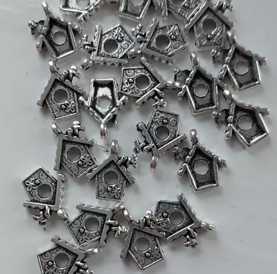 Tibetan Silver Bird House Charms Jewellery Making Crafts Pendants  Pack Of 15 • £2.20