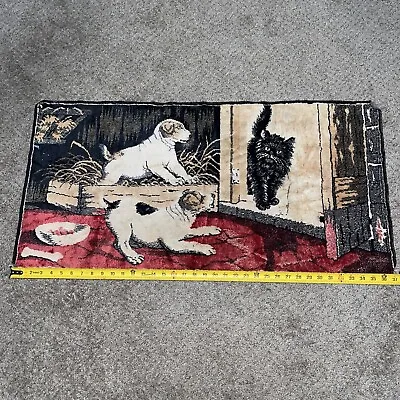 $29.99 • Buy Vintage Tapestry Velvet Wall Hanging Or Rug Black Cat & Labrador Dogs