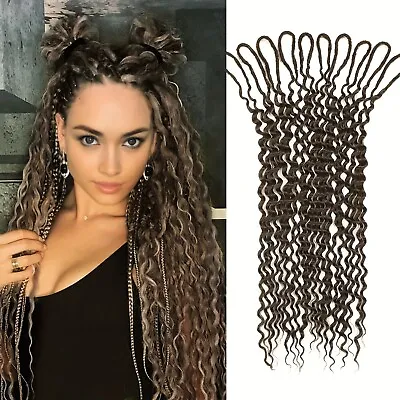 Brown Double Curly Ended Dreadlocks Extensions 24inch Soft Boho Locs Synthetic • $19.99