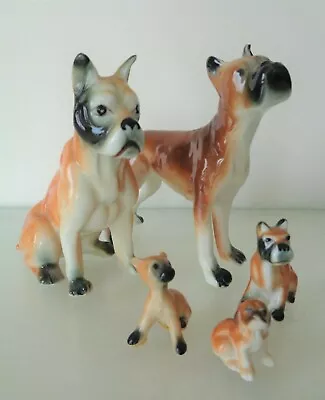 Boxers Vintage Glossy Porcelain Dog Family. • $6.99