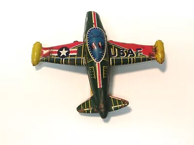 Vintage Tin Toy Japanese Friction Air Plane Usaf 3.5  By 4  Good Condition • $9.95