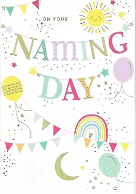 On Your Naming Day Card New Baby Beautiful Words 7x5 Greeting Card • £2.35