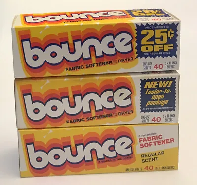 $44.99 • Buy 3 Vintage Original BOUNCE Fabric Softener 40 Dryer Sheets Each P&G Movie Prop