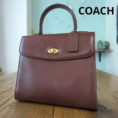 Vintage COACH Madison Leather Handbag Brown Turnlock Top Handle 9x7.9  ShipJAPAN • $375.97