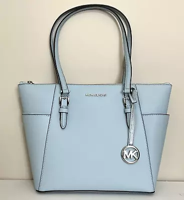 New Michael Kors Charlotte Large Shoulder Tote Saffiano Leather Vista Blue • $109.90