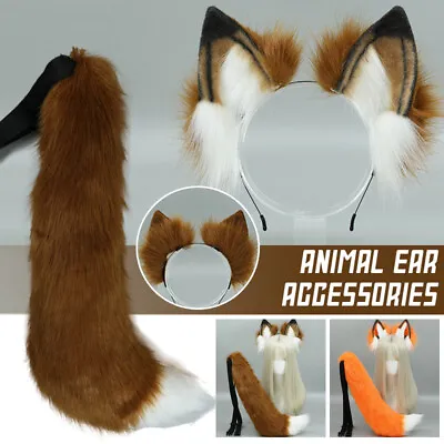 $14.15 • Buy Fox Wolf Ears Headband Tail Set Anime Faux Fur Halloween Cosplay Props Costume