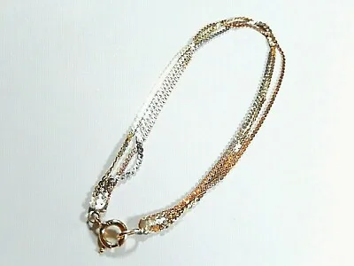 *VINTAGE* 14k Two Tone Yellow / White Gold Triple Strand 7  Serpentine Bracelet  • $149