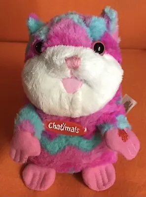 Dragon-i Chatimals Pink Turquoise Chevron Hamster Talkback Soft Plush Toy 6” • £19.99