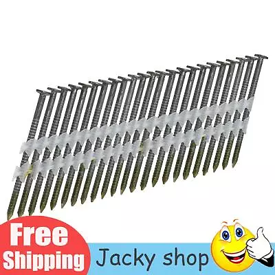 21 Degree Plastic Collated Brite Finish Ring Shank Full Round Head Framing Nails • $33.24