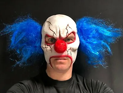 £12.97 • Buy Scary Clown Mask Open Mouth IT Halloween Horror Fancy Dress Costume Blue Hair