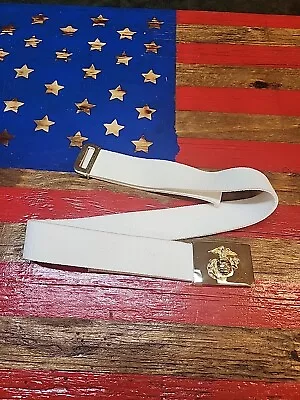 USMC US Marine Corps NCO Parade & Ball Dress Blues White Belt With Buckle 3791 • $45